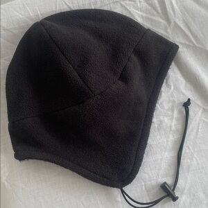 NWOT: Beanie winter hat with side flaps and drawstring • Brand NEW • Black